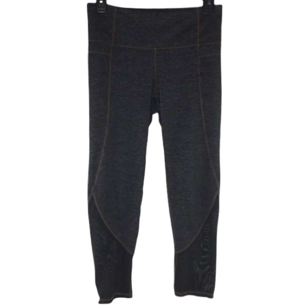 Athleta charcoal gray leggings with mesh calf, S